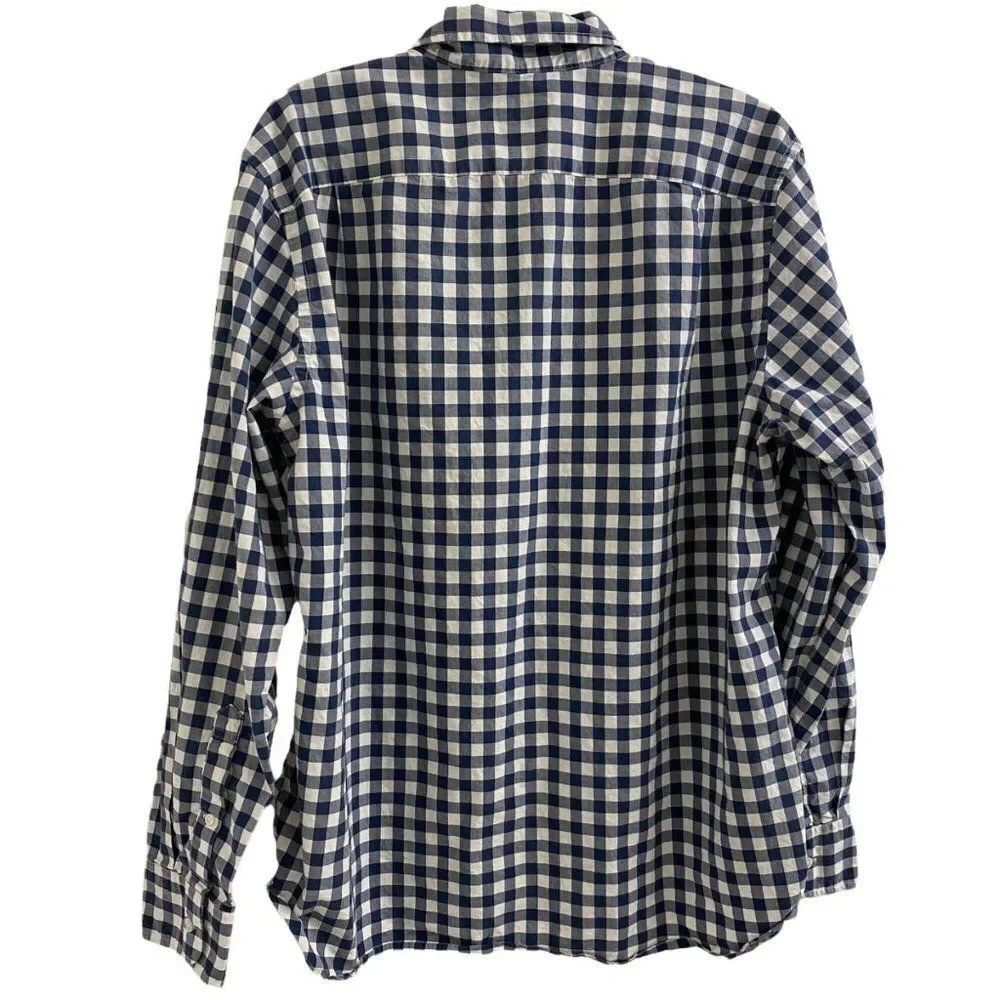 J.Crew Blue and White‎ Gingham Button Down Shirt Sz L (16-16 1/2)
